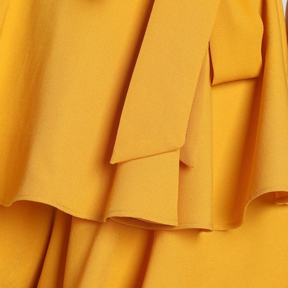 Glamorous Gal Mustard Yellow Ruffled Sleeveless Romper - Picture 4 of 4